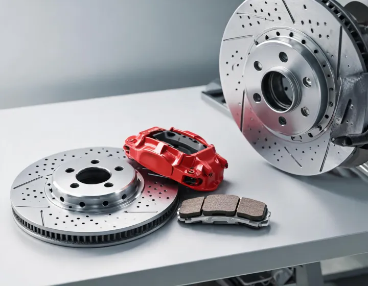 TRW brake disc, caliper, and pad sourcing scene